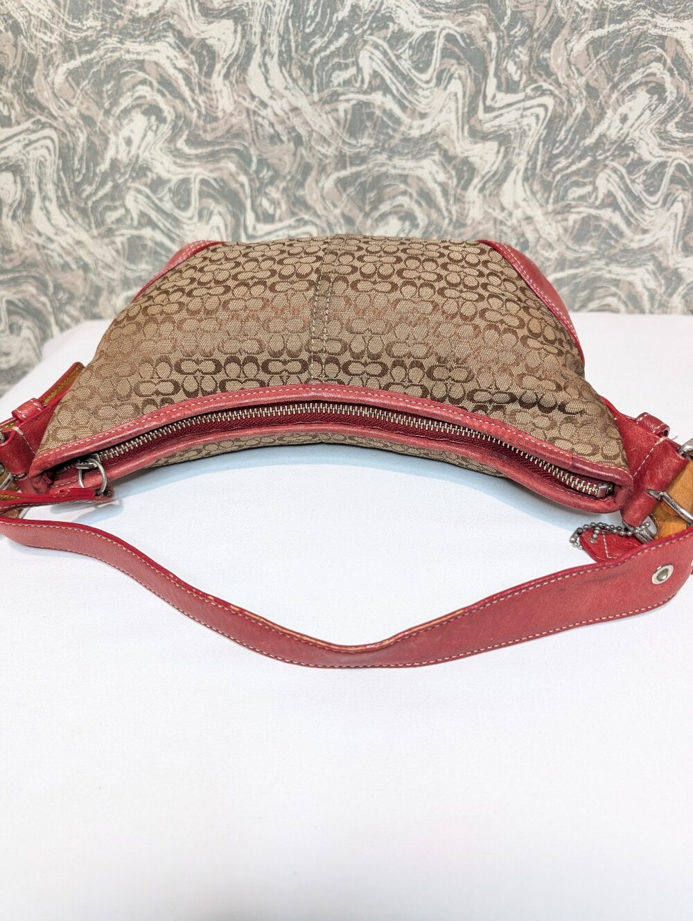 Coach Signature Mini Jacquard Leather Hobo Shoulder Bag - Picture 3 of 9